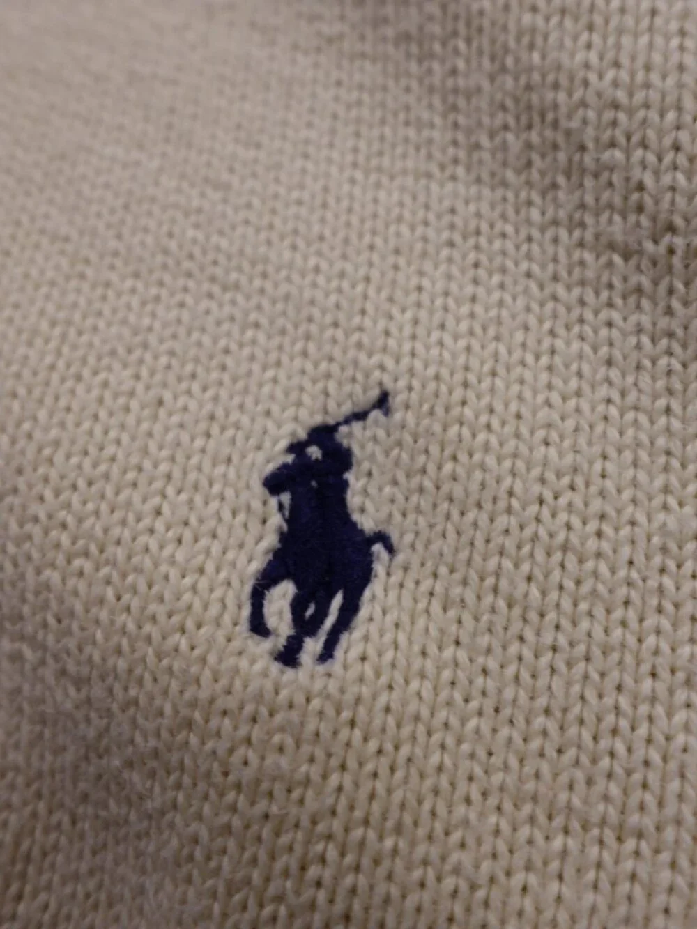 Polo Ralph Lauren Quarter Zip Sweater Men’s Medium Cream Cotton Classic - Picture 2 of 11